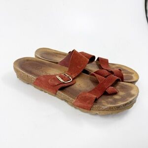✅ Yokono Red Leather Slide Sandal - Women's Size 7.5